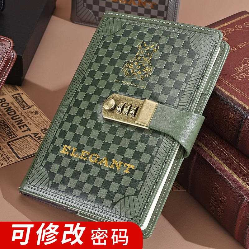 新款直销潮流复古密码带锁a5笔记本套装多功能记事本记录手账本办