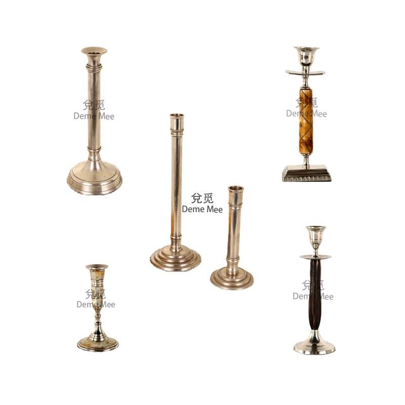 印度进口黄铜镀银单头烛台桌面摆件高端家用饭厅复古软装饰品