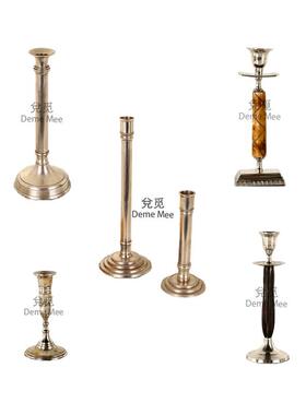 印度进口黄铜镀银单头烛台桌面摆件高端家用饭厅复古软装饰品
