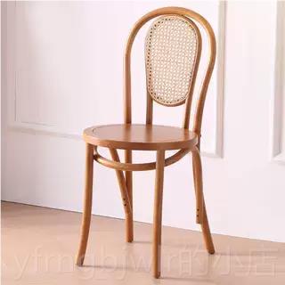 新款木美式复书古实餐椅椅家用法式咖啡厅桌索耐特thonet靠背藤编