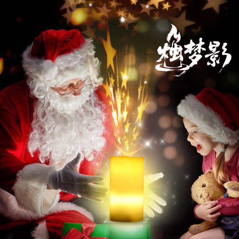 圣诞雪花电雪人led蜡电烛旋转投影灯池梦幻573浪漫创意夜灯小池