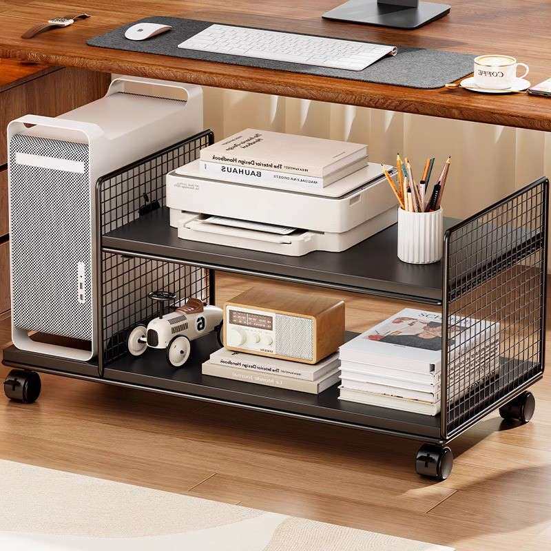 台式电脑主机托架打印机置物架家用办公通用带轮多层落地机箱底座