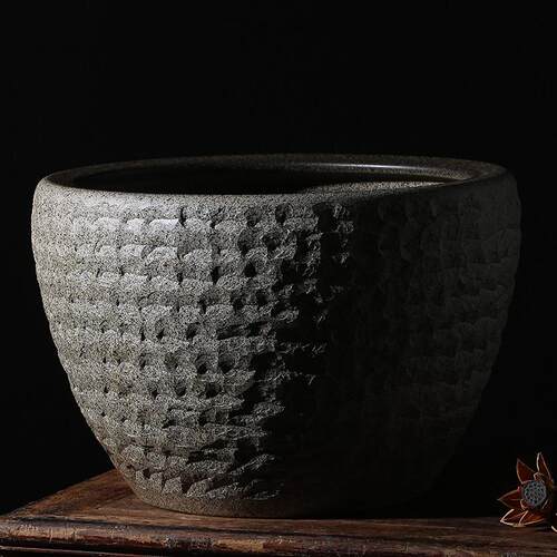复古陶瓷大缸种树花盆家用室外庭院养鱼盆荷花睡莲金鱼水缸特大号