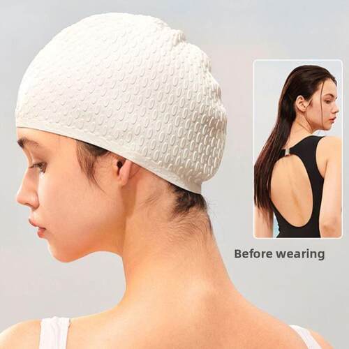 Women's swimming cap with no cut and no big silicone cap