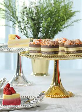 欧式水蛋糕架果盘台西盘点托高珠点盘脚蛋糕盘婚庆甜品摆道具