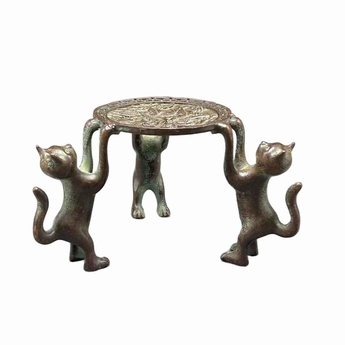 摆件仿古小猫盖置摆件小号茶道香炉铁壶三只小猫日式壶盖托架,特色手工艺,其他特色工艺品,淘宝优惠券,粉丝福利购,淘宝优惠卷