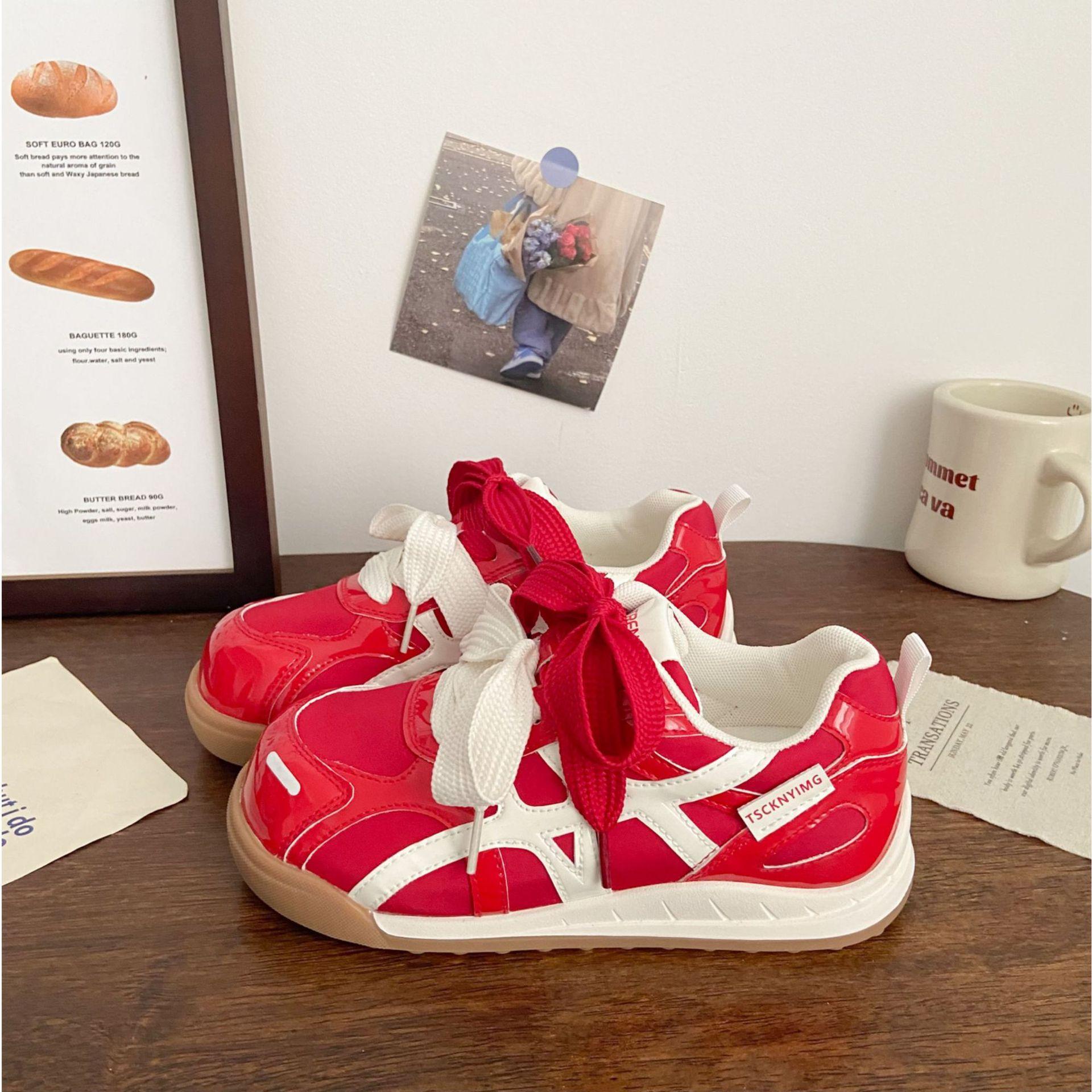 红色爆款百搭阿甘运动休闲老爹鞋