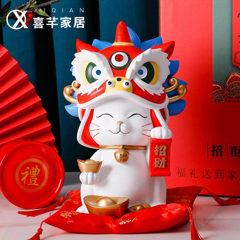 国潮招财猫摆件创意前台招手发财猫收银柜台装饰品乔迁礼品开业礼