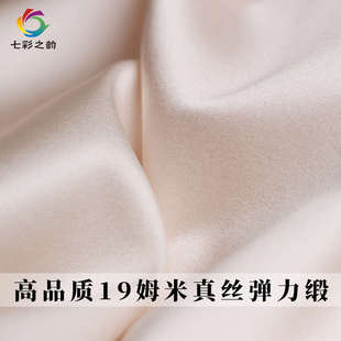七彩之韵19姆米肤粉真丝弹力缎高品质版纯色春夏季女布料服装面料