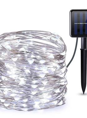 太阳能银线灯串200LED户外栅栏彩灯花园篱笆圣诞节日氛围铜线装饰