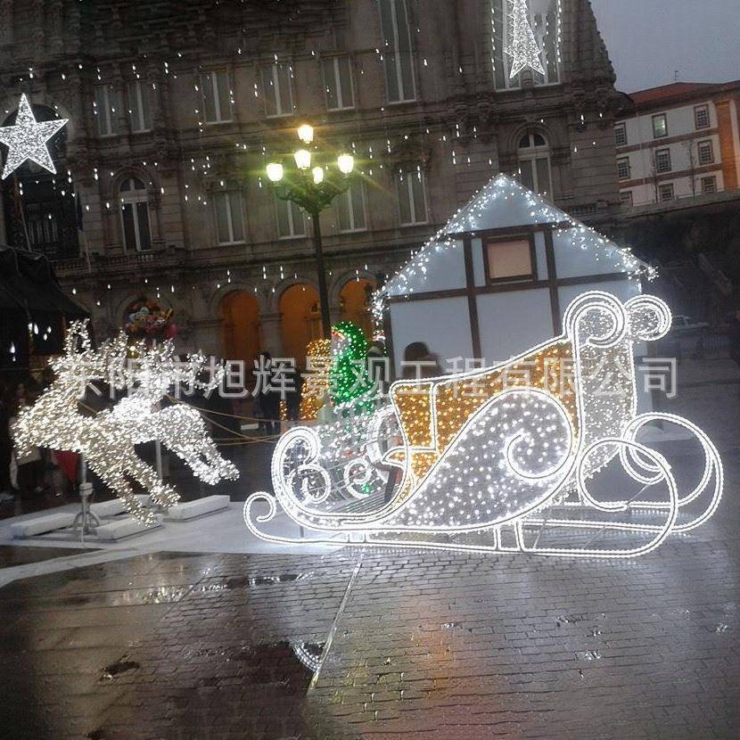 厂圣诞节工日发光鹿橱灯光造型亮窗饰铁艺装鹿拉车造型灯文旅夜游