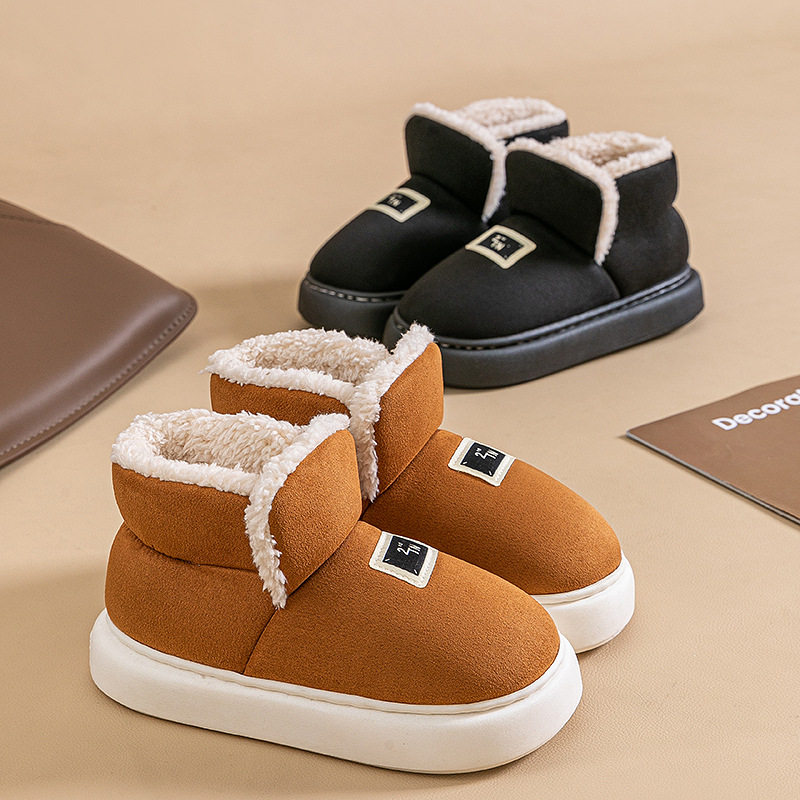 高帮棉拖鞋男冬季室内防滑外穿休闲情侣加绒加厚保暖全包棉鞋男款