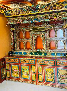 实木藏式佛龛密宗彩绘寺庙祠堂神龛立柜彷古佛柜佛龛立柜神龛供桌