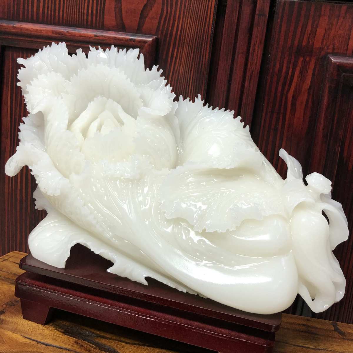 阿富汗玉白菜摆件博古架摆饰品 商务礼品 乔迁之喜居家玉器玉雕品