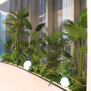 室内景观大型仿真绿植造景办公室楼梯下旅人蕉仿生假植物装饰摆件