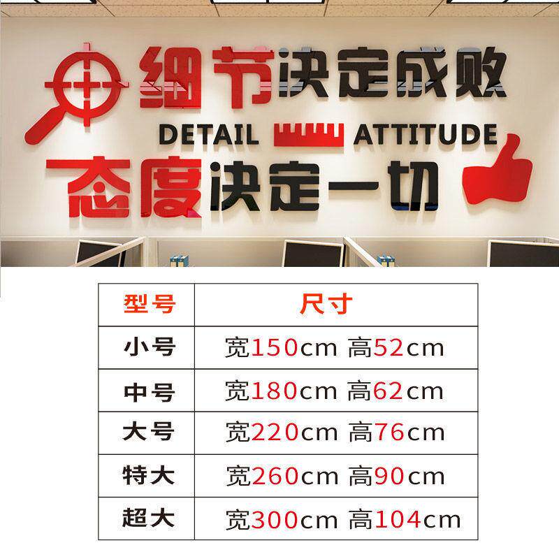 细节决定成败励志标语墙贴亚克力办公室装饰3d立体公司文化墙贴纸