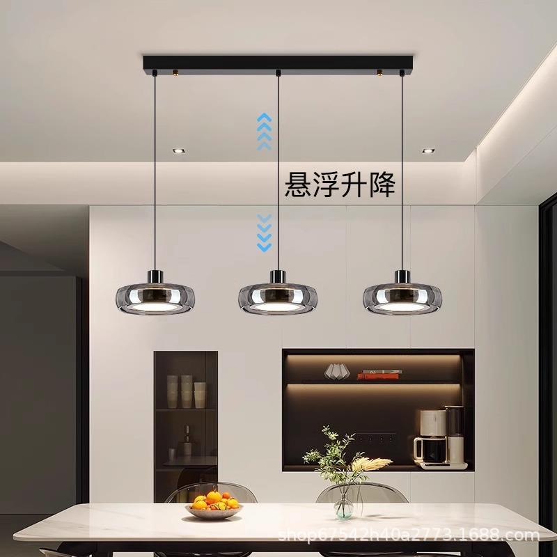 餐厅吊灯现代简约意式轻奢高级感2025新一字长条岛台餐桌玻璃吊灯