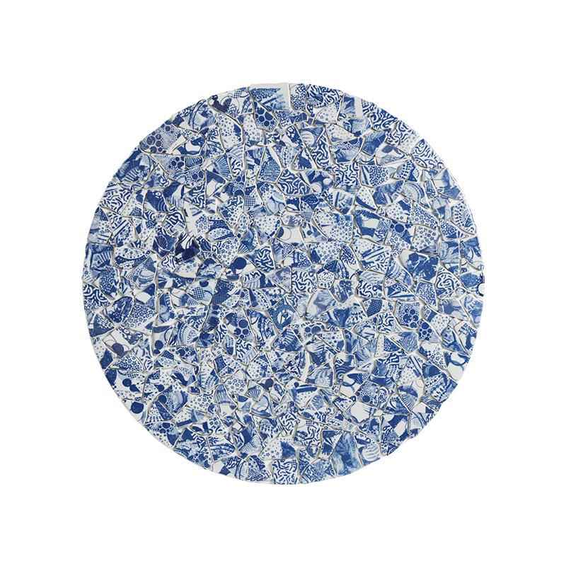 新中式入户玄关青花瓷装饰画客厅沙发背景墙立体挂画圆形创意壁画图片