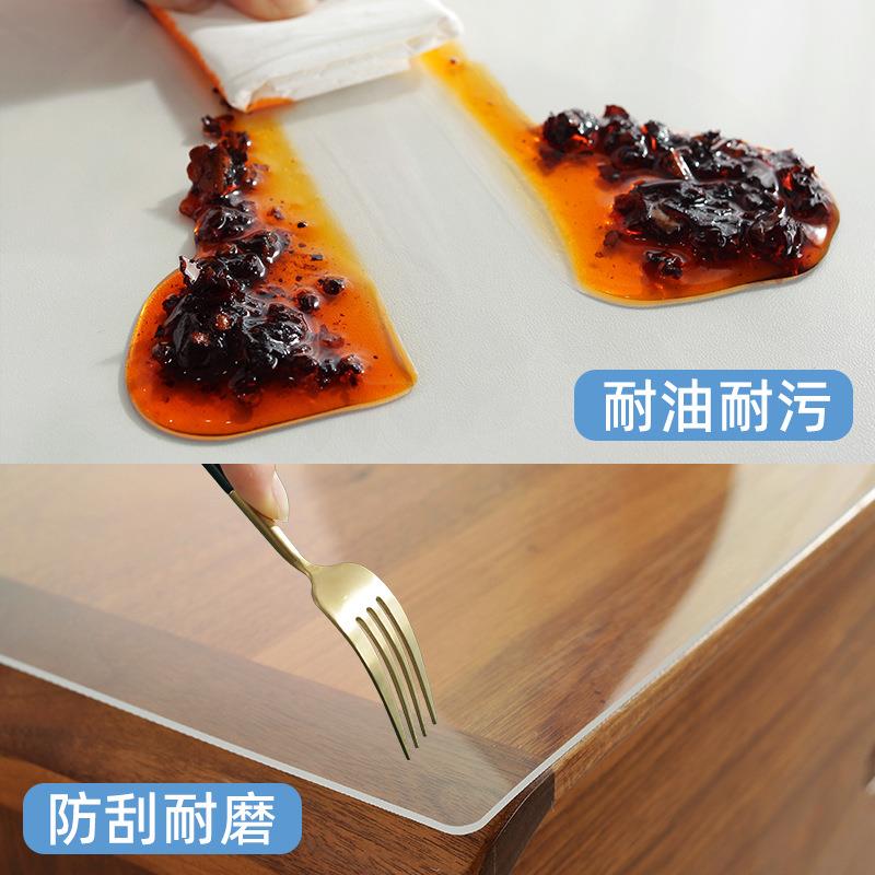 佛山防龙塑软玻布璃ODM透水明PVC餐桌垫桌加厚防水油晶板胶皮图片