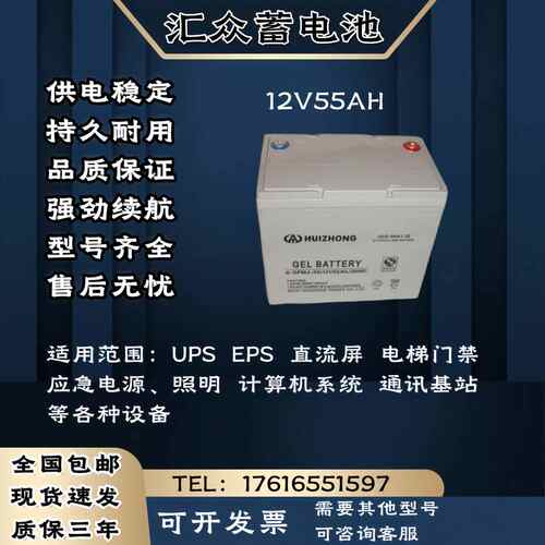 NTCCA恩科蓄电池 12V55AH 直流屏 应急电源 电梯门禁 UPS电源主机