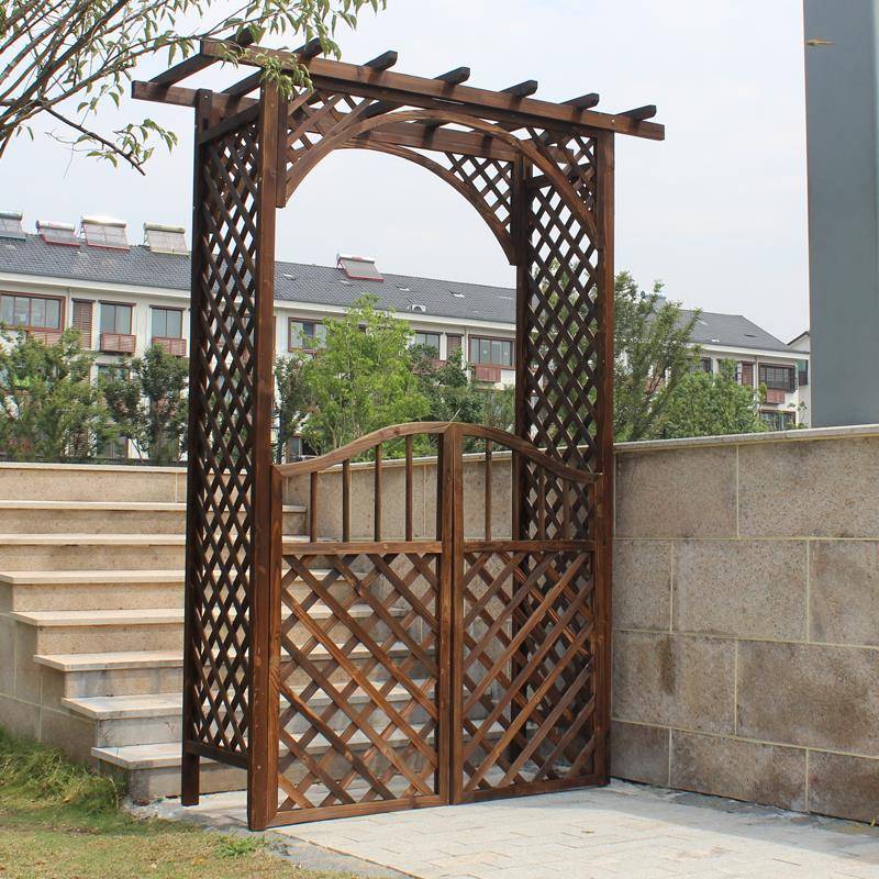 室外拱门爬藤花架防腐木庭院装饰门花园栅栏围栏门网格户外葡萄架
