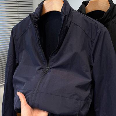 MAROLIO~高端休闲立领摇粒绒外套男秋冬加绒加厚潮流时尚百搭夹克