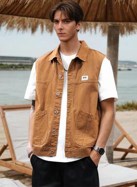 I 11971 Men's Retro Large Pocket Denim Vest 士复古大口袋牛