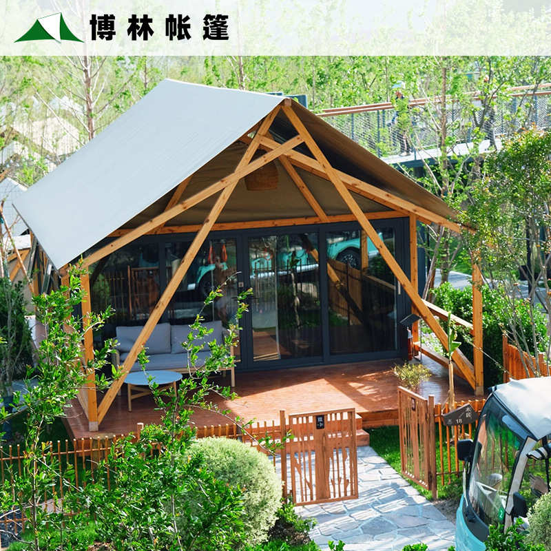 户外酒店帐篷 A字三角木结构民宿帐篷一室一厅轻奢网红游牧帐篷