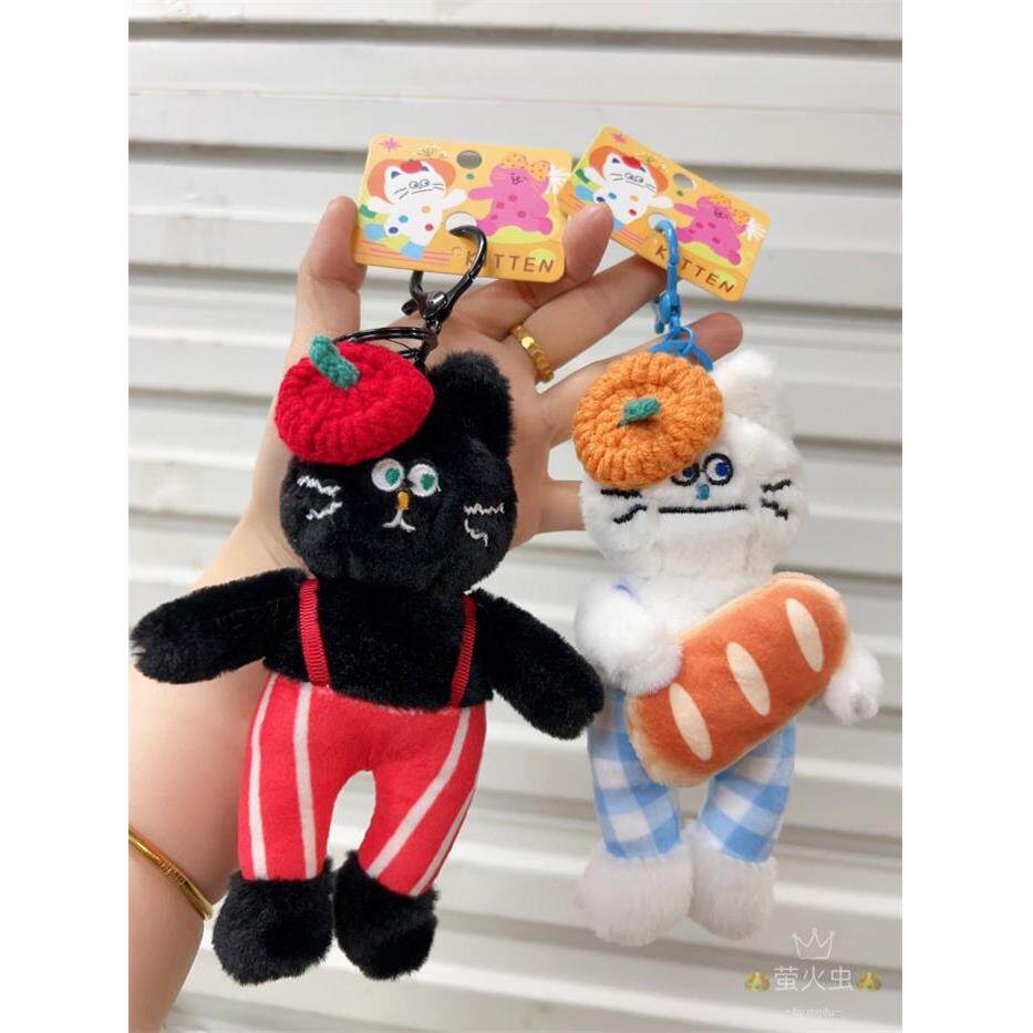 网红可爱靴子猫钥匙扣原创时尚卡通小猫咪毛绒玩偶情侣挂饰包挂件