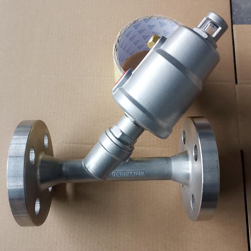 供应不锈钢04法兰式角座阀常闭Y型活塞高温气动角阀流量控制