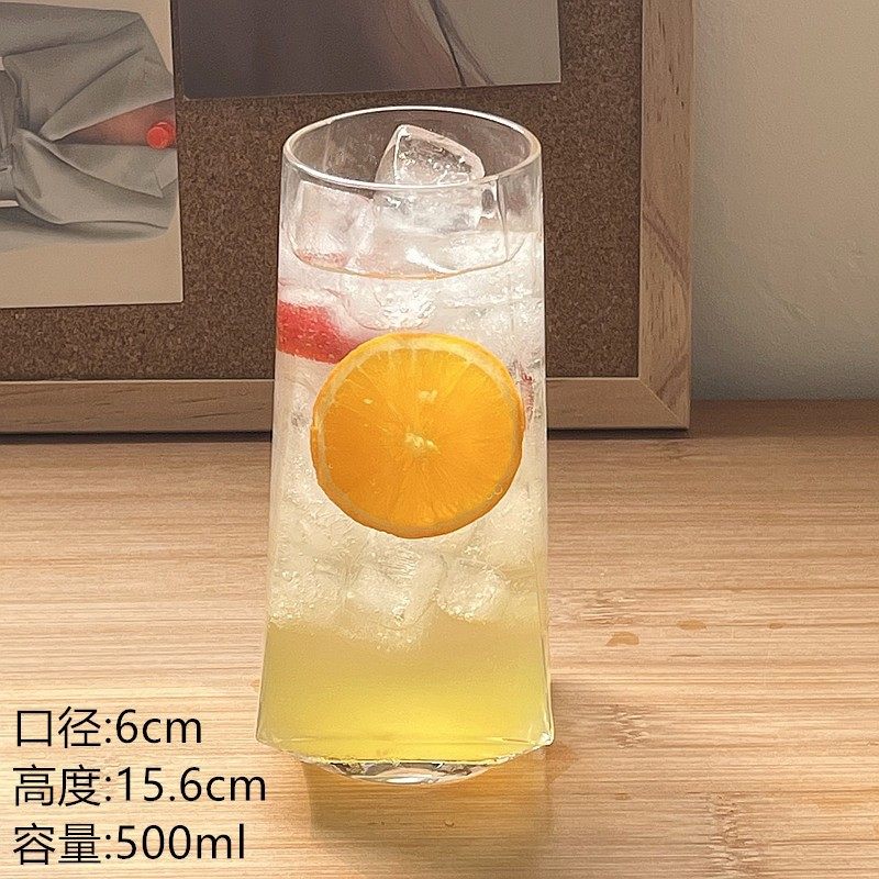 ins风菱角玻璃杯网红餐厅水果茶杯苏打气泡水杯冷饮料杯喝水杯子,餐饮具,玻璃杯,淘宝优惠券,粉丝福利购,淘宝优惠卷
