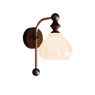 法式 小吊灯复古风实木小吊灯中国风高级感卧室壁灯房间台灯