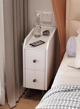 极窄床头柜小型替代20cm30公分床边柜卧室简约现代缝隙岩板收纳柜