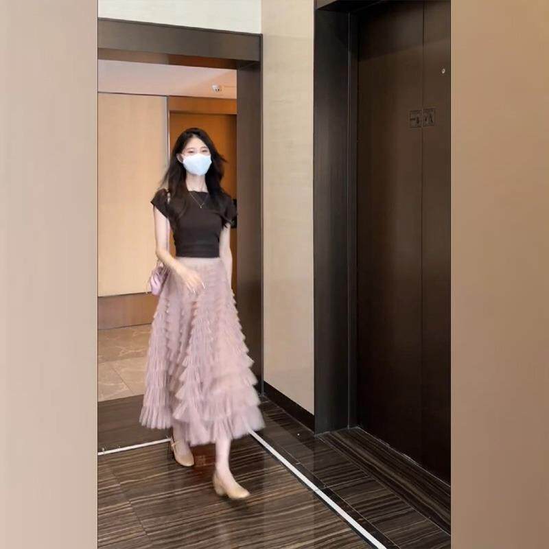 欧洲站成套搭配减龄套装裙夏季2025新款女装茶歇法式两件式洋装