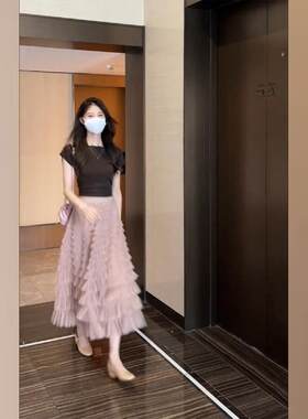 欧洲站成套搭配减龄套装裙夏季2025新款女装茶歇法式两件式洋装