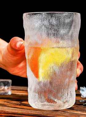 啤酒简约冰川杯大容量家用玻璃杯喝水杯红酒杯果汁杯磨砂礼品杯子