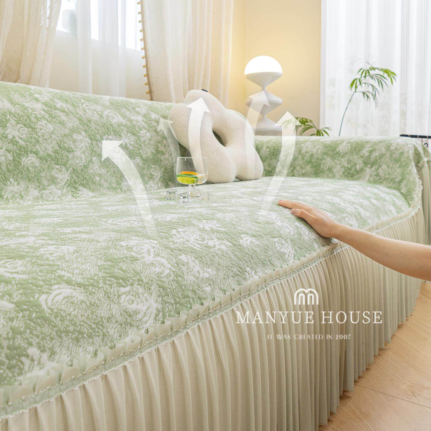 蔓越家 凉豆豆夏季凉感冰丝沙发盖布巾全包防滑防猫抓沙发垫套罩