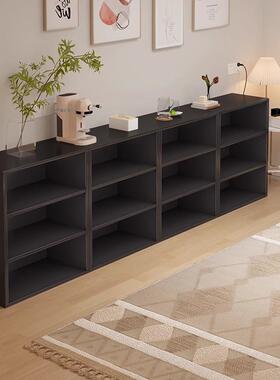 北欧中古书架靠墙黑色矮书柜家用客厅落地置物架靠墙格子柜储物柜