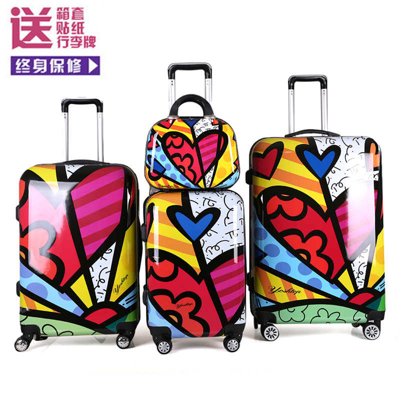 拉杆箱女24寸万向轮涂鸦行李箱旅行箱20寸小清新学生韩版个性皮箱