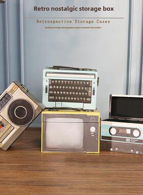 覆古怀旧相机收音机便携式小木盒木盒储存木盒装饰装饰品摄影道具