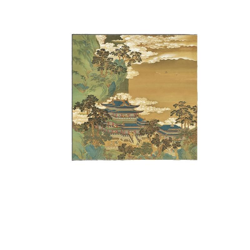 新中式风景山水国画禅意空间卧室餐厅画玄关客厅装饰画正方形挂画