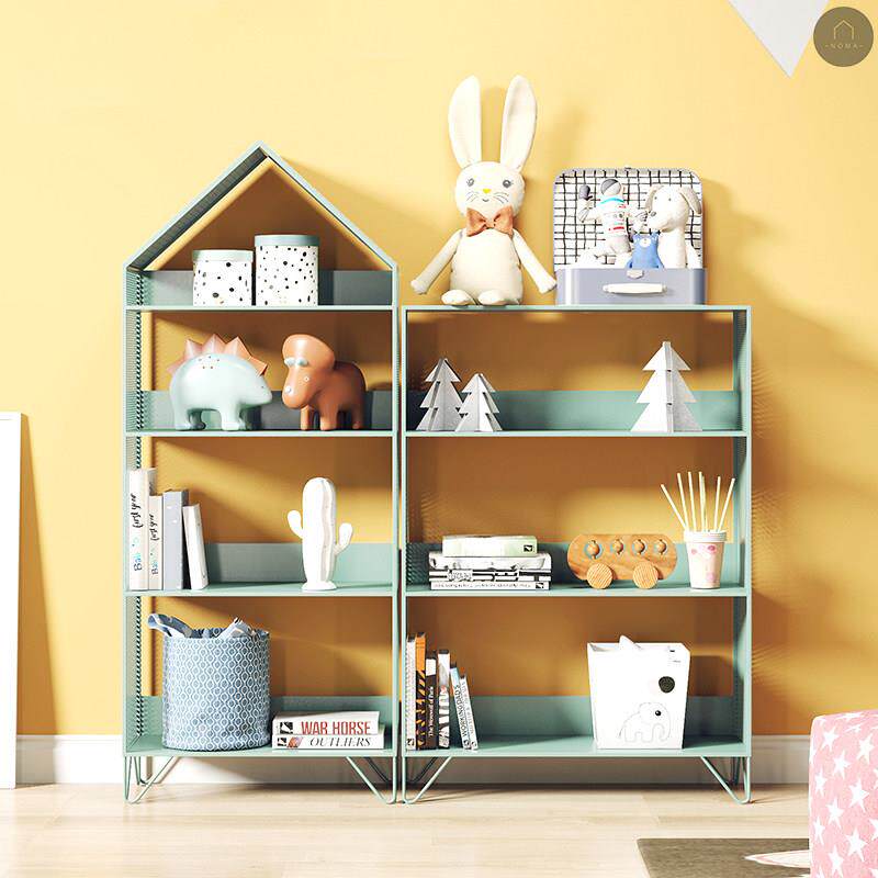 北欧儿童书架落地铁艺绘本架简约小书柜置物架金属卧室收纳免安装