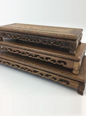 鸡翅木加长方形矮脚底座摆件木托质花瓶花盆实木奇石底座