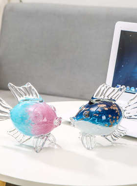 客厅创意水晶摆设动物家居摆件 玻璃鱼工艺品 礼品家居样板房饰品