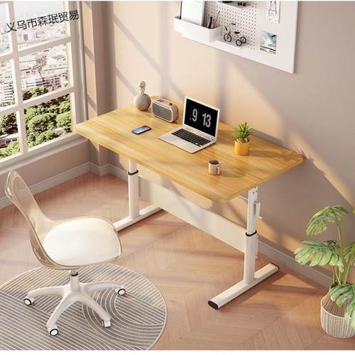 台式降办公桌脑桌升降写字桌家用电桌桌781子书学生学习桌手摇升