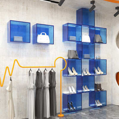 亚克力置物架 服装店上墙壁挂式展示架 鞋包衣服陈列架广州厂家