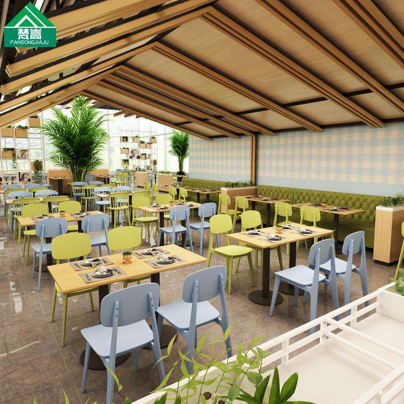 奶茶甜品汉堡店快餐面馆饭店工厂员工餐厅学校食堂塑料桌椅组合