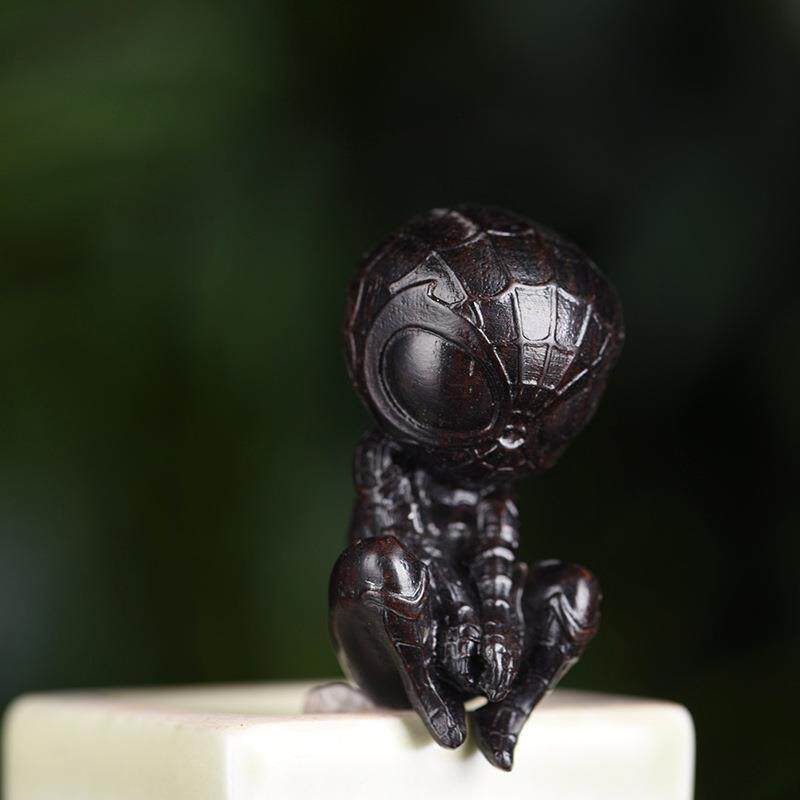 紫光檀蜘蛛人黑檀木雕工艺小件手把件摆件装饰可爱文玩把玩盘玩
