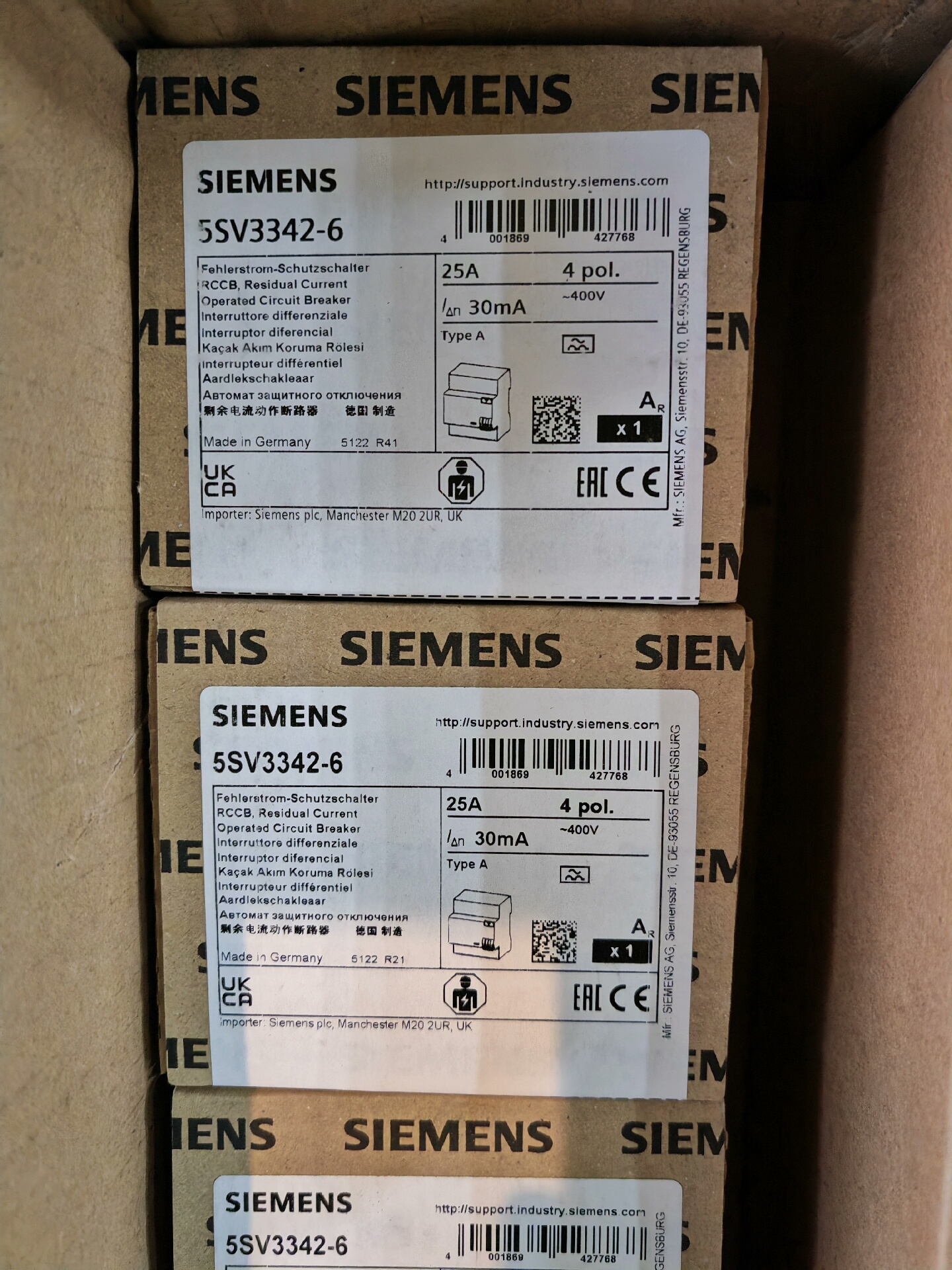 西门子漏电断路器 5SV3342-6  全新原装正品，4P