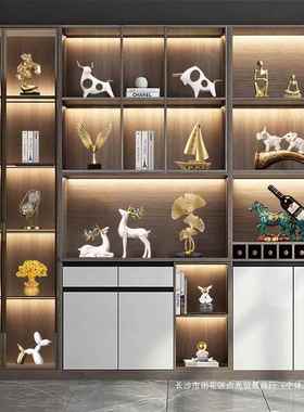 现代高轻奢档酒柜边柜餐摆客件创意厅办公室家居多种简约软装室内